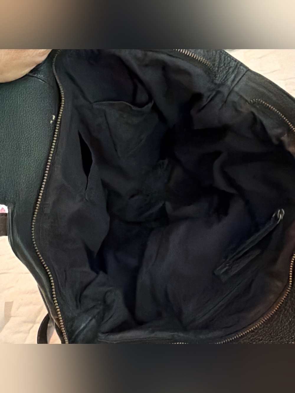 $298 Free People Black Large Slouchy Washed Leather Lucca Tote Bag Anthropologie - Picture 10 of 16